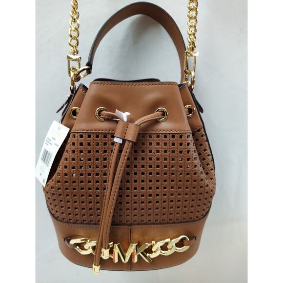 Michael Kors Devon Brown Leather Drawstring Bucket Shoulder Bag - NWT $498 - Picture 14 of 14
